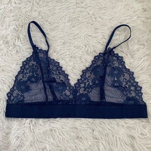 Dark blue lace bralette